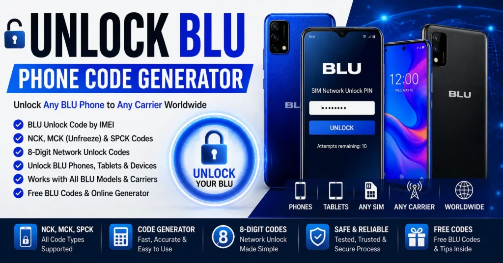 BLU phone unlock code generator for network unlocking by IMEI