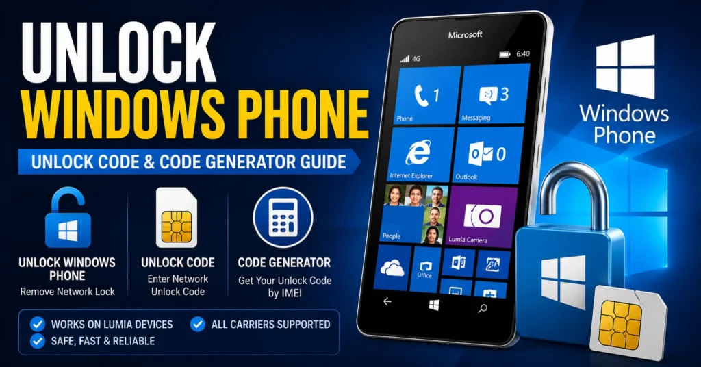 Unlock Windows Phone with unlock code and code generator guide