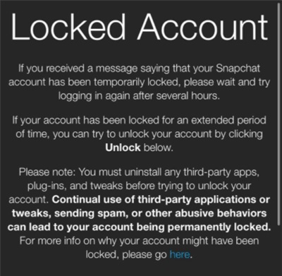 Snapchat Account Permanently Locked