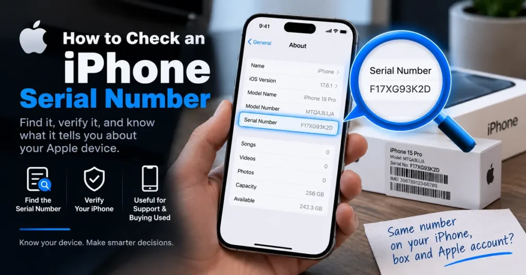 How to check an iPhone serial number on the About screen