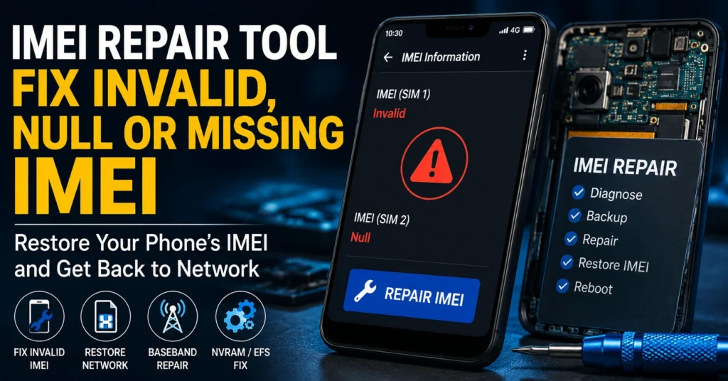 IMEI repair tool for fixing invalid null or missing IMEI on Android phone
