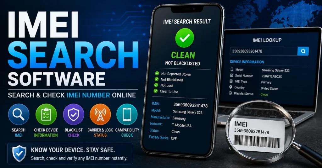 IMEI search software for checking and verifying an IMEI number online