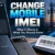 Change mobile IMEI guide showing a smartphone with IMEI information and mobile device identifiers