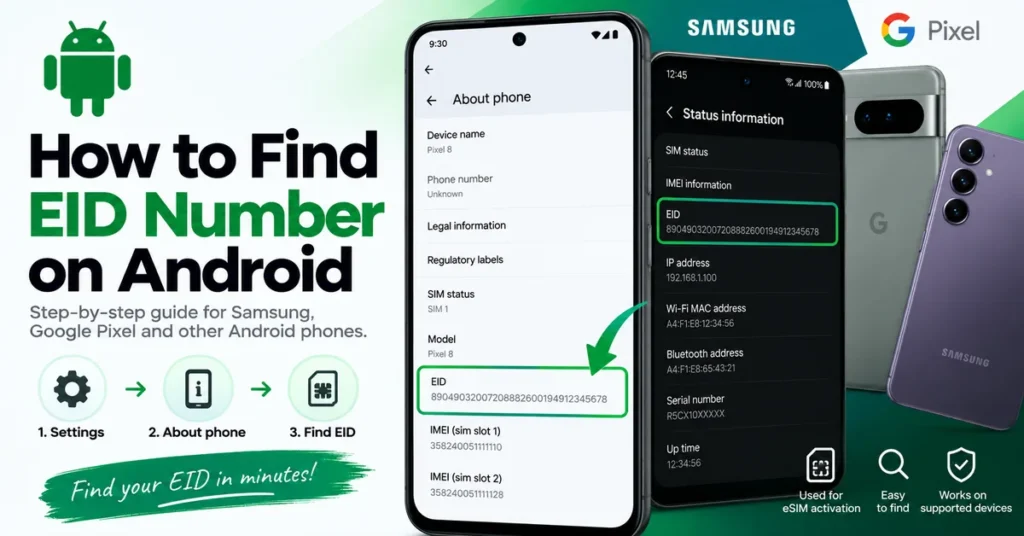 How to find EID number on Android using About phone and SIM status