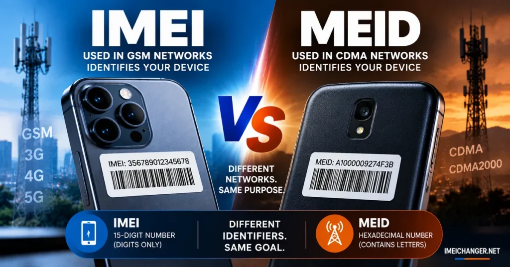 IMEI vs MEID comparison showing different cellular device identifiers